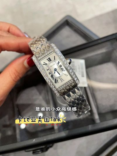 Cartier Tank 316L Steel Swiss Quartz Movement 20*35MM Stainless Steel Bracelet Women Watch
